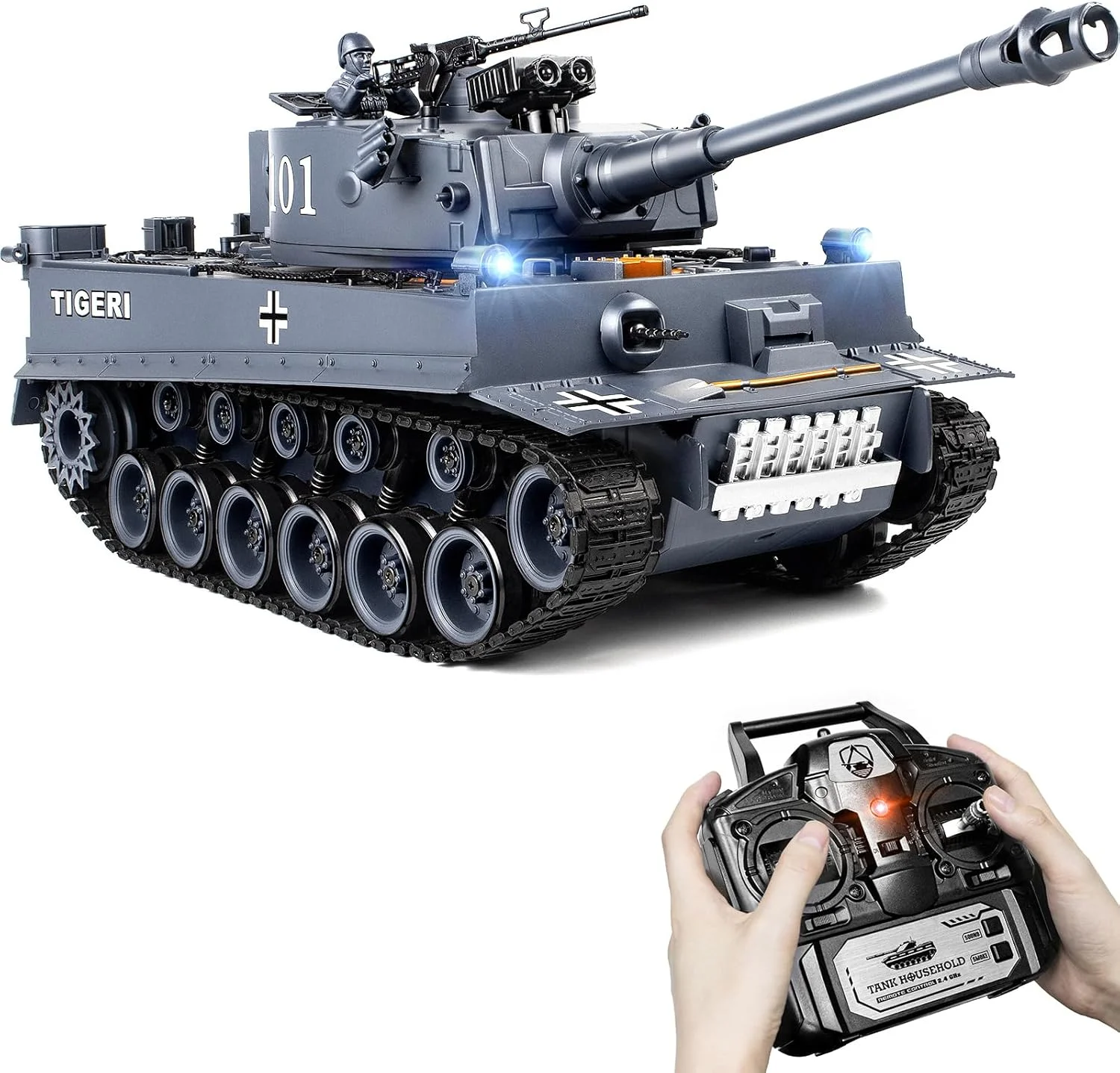 مدل تانک آرسی تایگر 1 آلمان جنگ جهانی دوم در مقیاس 1:18، تانک نبرد آرسی با دود، نور و صدا، اسباب بازی نظامی برای بزرگسالان و کودکان