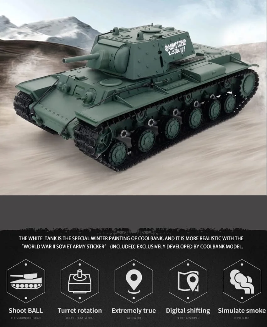 تانک سنگین مدل 3878-1 KV 1 نسخه 7.0 جدید SOWOFA، تانک بزرگ 43 سانتی متری با قابلیت شلیک گلوله BB با اشعه مادون قرمز، تانک کنترل از راه دور با زنجیر