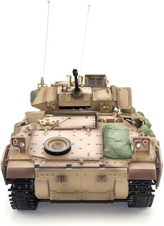 تانک کنترلی بزرگ مدل M2A2 Bradley، تانک جنگی آرسی با نور، مقیاس 1/16، شبیه ساز خودروی جنگی دودزا با جلوه صوتی، مدل کلکسیونی 44 سانتی متری (بدون قابلیت شلیک)