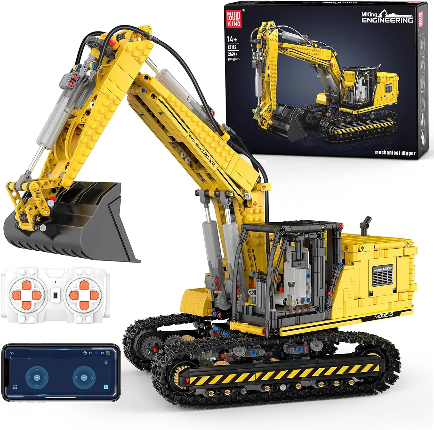 مجموعه ساخت بیل مکانیکی کنترلی Mould King 13112، کیت مدل سازی ساختمان، کامیون ساختمانی بیل مکانیکی با کنترل از راه دور اپلیکیشن به همراه موتور (بیش از 2169 قطعه)، اسباب بازی های مهندسی STEM برای پسران نوجوان مجموعه ساخت بیل مکانیکی کنترلی Mould King 13112، کیت مدل سازی ساختمان، کامیون ساختمانی بیل مکانیکی با کنترل از راه دور اپلیکیشن به همراه موتور (بیش از 2169 قطعه)، اسباب بازی های مهندسی STEM برای پسران نوجوان