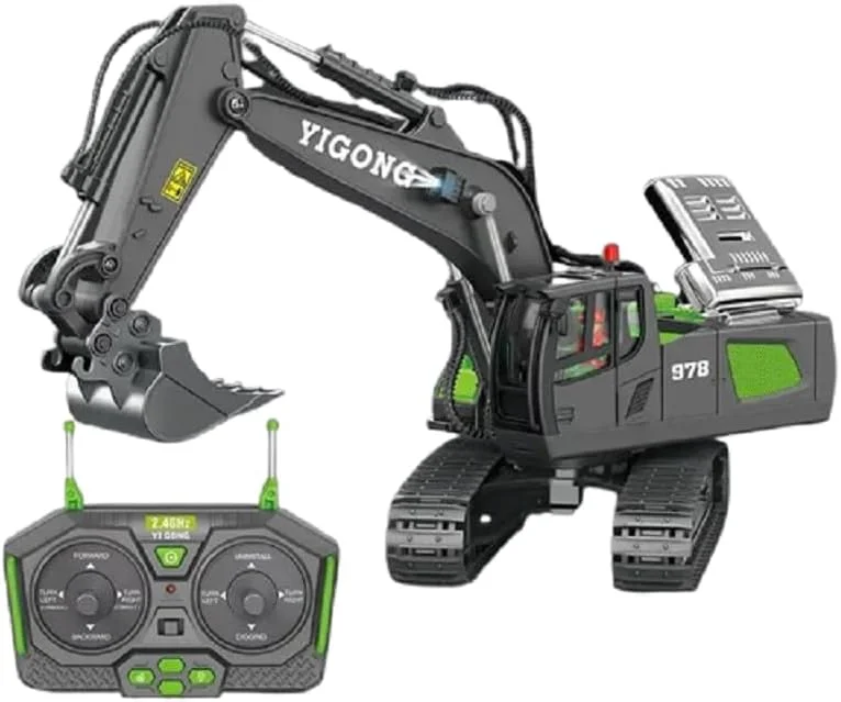 اسباب بازی بیل مکانیکی کنترل از راه دور با ساختار فلزی آلیاژی 11 کاناله، بی سیم 2.4 گیگاهرتز، باتری لیتیومی 18650 قابل شارژ USB، مقاوم در برابر آب و هوا، ولتاژ کاری ≤36 ولت، برای کودکان 14+ سال