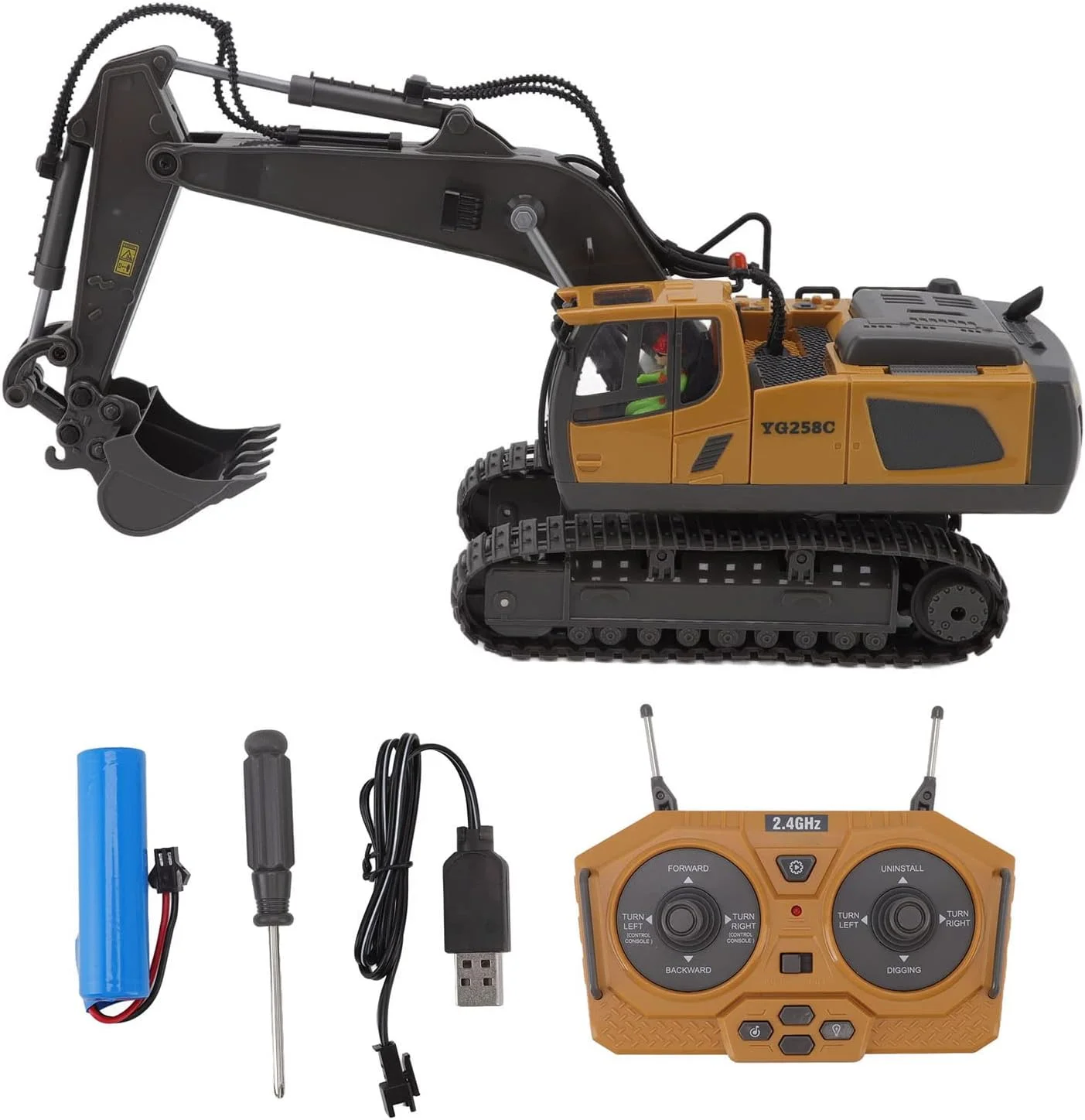 بیل مکانیکی کنترلی 1:20، سیگنال 2.4G، حرکت به جلو، عقب، چپ و راست، اسباب بازی بیل مکانیکی کنترلی برای کودکان بالای 6 سال بیل مکانیکی کنترلی 1:20، سیگنال 2.4G، حرکت به جلو، عقب، چپ و راست، اسباب بازی بیل مکانیکی کنترلی برای کودکان بالای 6 سال