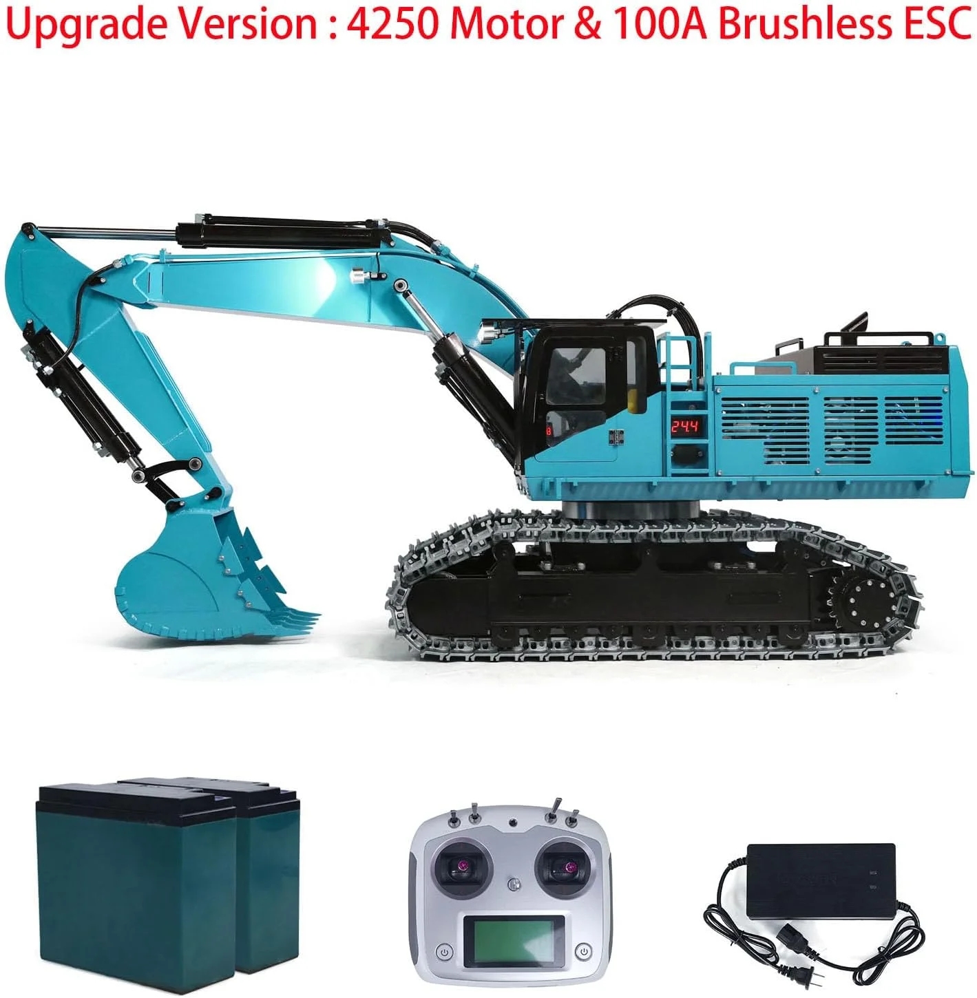 بیل مکانیکی هیدرولیک آرسی 1/8 مدل 385CF سیستم هیدرولیک فلزی سیستم روشنایی مدل بیل مکانیکی کنترل از راه دور