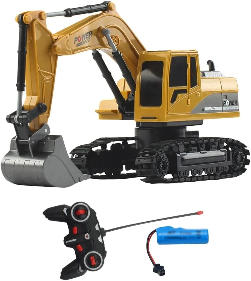 اسباب بازی بیل مکانیکی 1/24 - بیل مکانیکی کنترل از راه دور آلیاژی 6 کاناله با چرخش 270 درجه - بیل مکانیکی های RC - اسباب بازی بیل مکانیکی برای پسران - اسباب بازی تراکتور