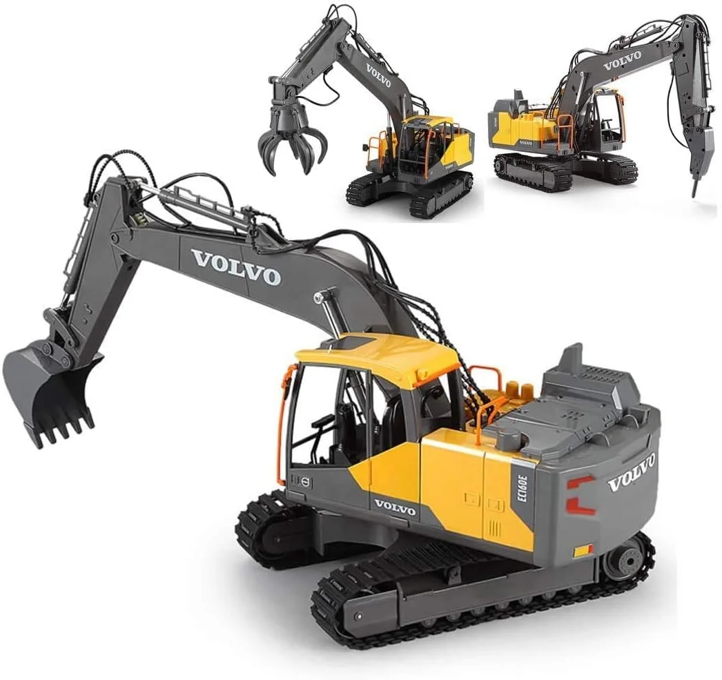 بیل مکانیکی کنترلی بزرگ 61 سانتی متری با فرکانس 2.4 گیگاهرتز، ماشین اسباب بازی ساختمانی، شارژی، مدل شبیه سازی مهندسی بیل مکانیکی برقی آلیاژی برای کودکان