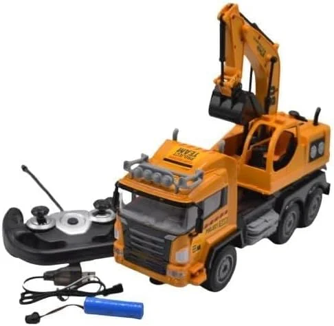 کامیون RC کودک، بیل مکانیکی RC متوقف شده، ماشین مهندسی کنترل از راه دور بی سیم، ماشین اسباب بازی ساختمانی RC تانک با نور قرمز برای کودکان