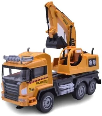 کامیون RC کودک، بیل مکانیکی RC متوقف شده، ماشین مهندسی کنترل از راه دور بی سیم، ماشین اسباب بازی ساختمانی RC تانک با نور قرمز برای کودکان