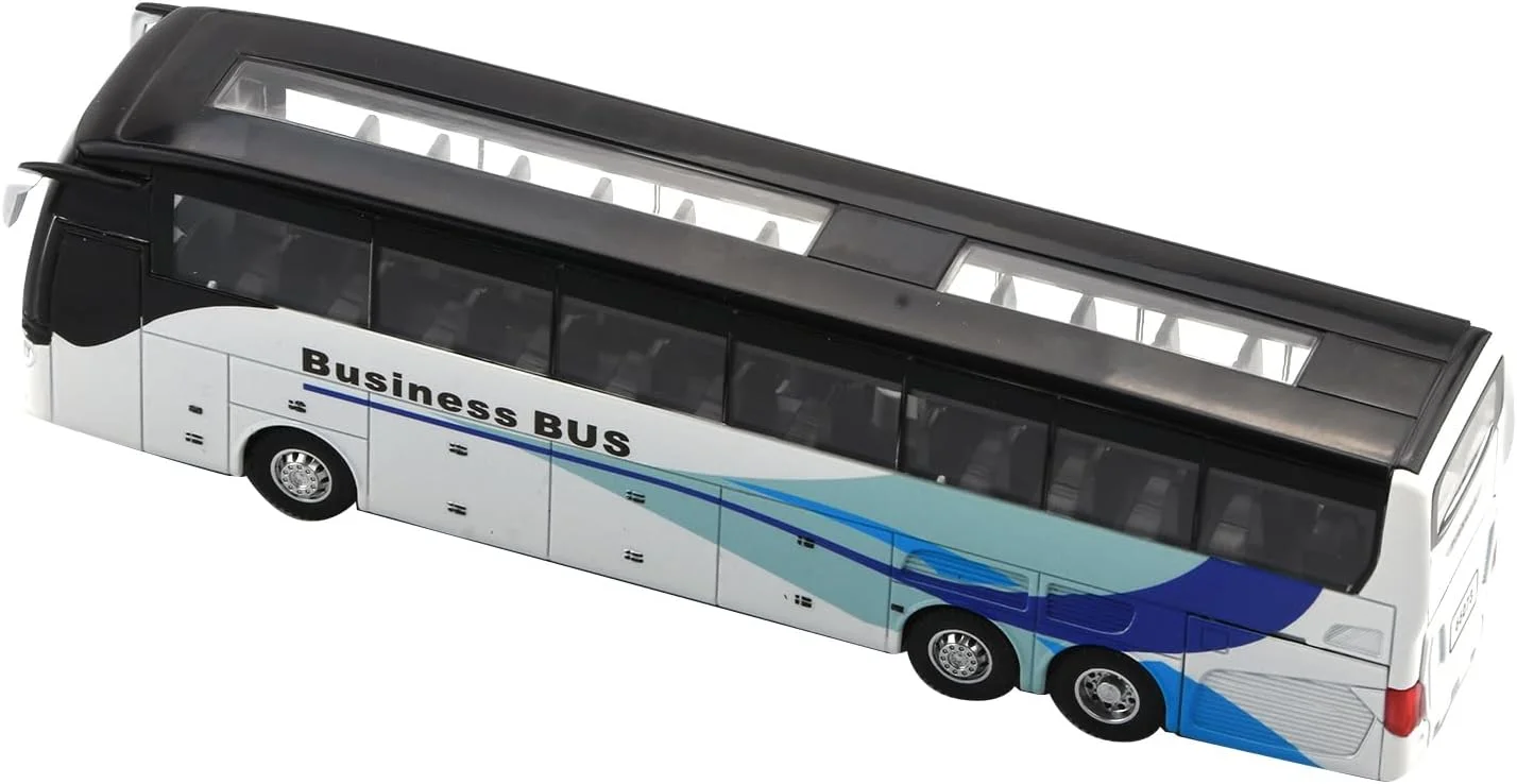 اتوبوس توریستی فلزی مقیاس 1:32، مدل عقب کش، چراغ دار، اسباب بازی و هدیه