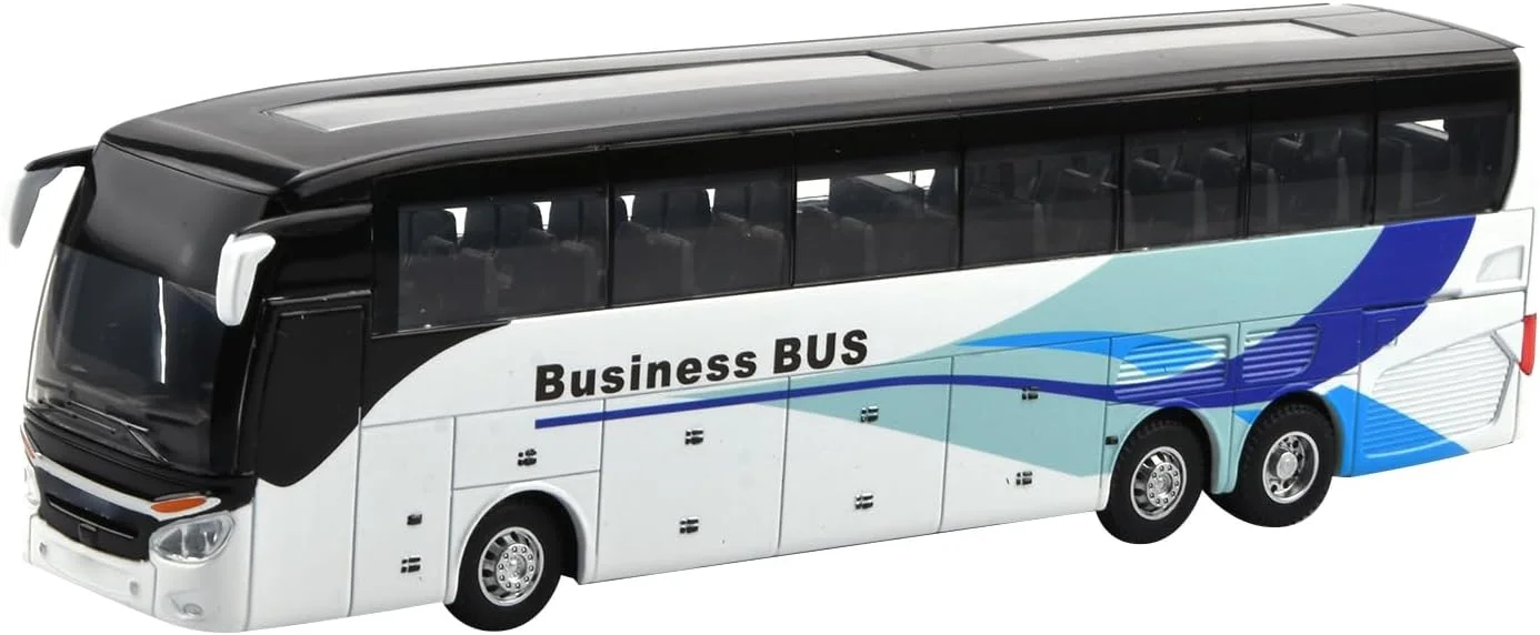 اتوبوس توریستی فلزی با قابلیت عقب کشیدن و چراغ های چشمک زن، اسباب بازی کودکان، مقیاس 1:32