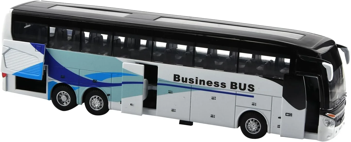 اتوبوس توریستی فلزی مقیاس 1:32، مدل عقب کش، چراغ دار، اسباب بازی و هدیه