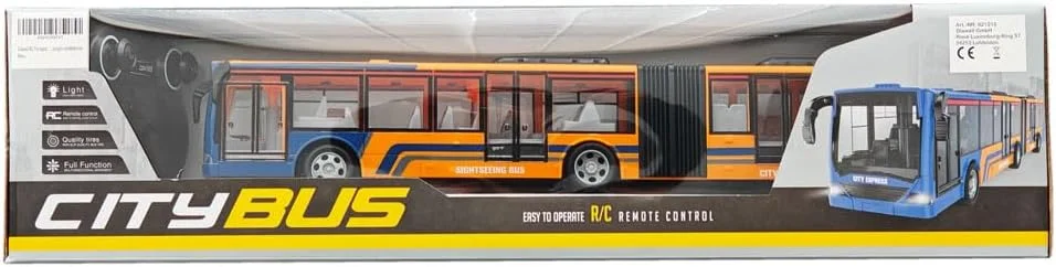 اتوبوس اسباب بازی کنترلی با چراغ جلو، شارژر باتری، 2.4 گیگاهرتز، 45 سانتی متر طول، به عنوان هدیه برای کودکان، پسران و دختران