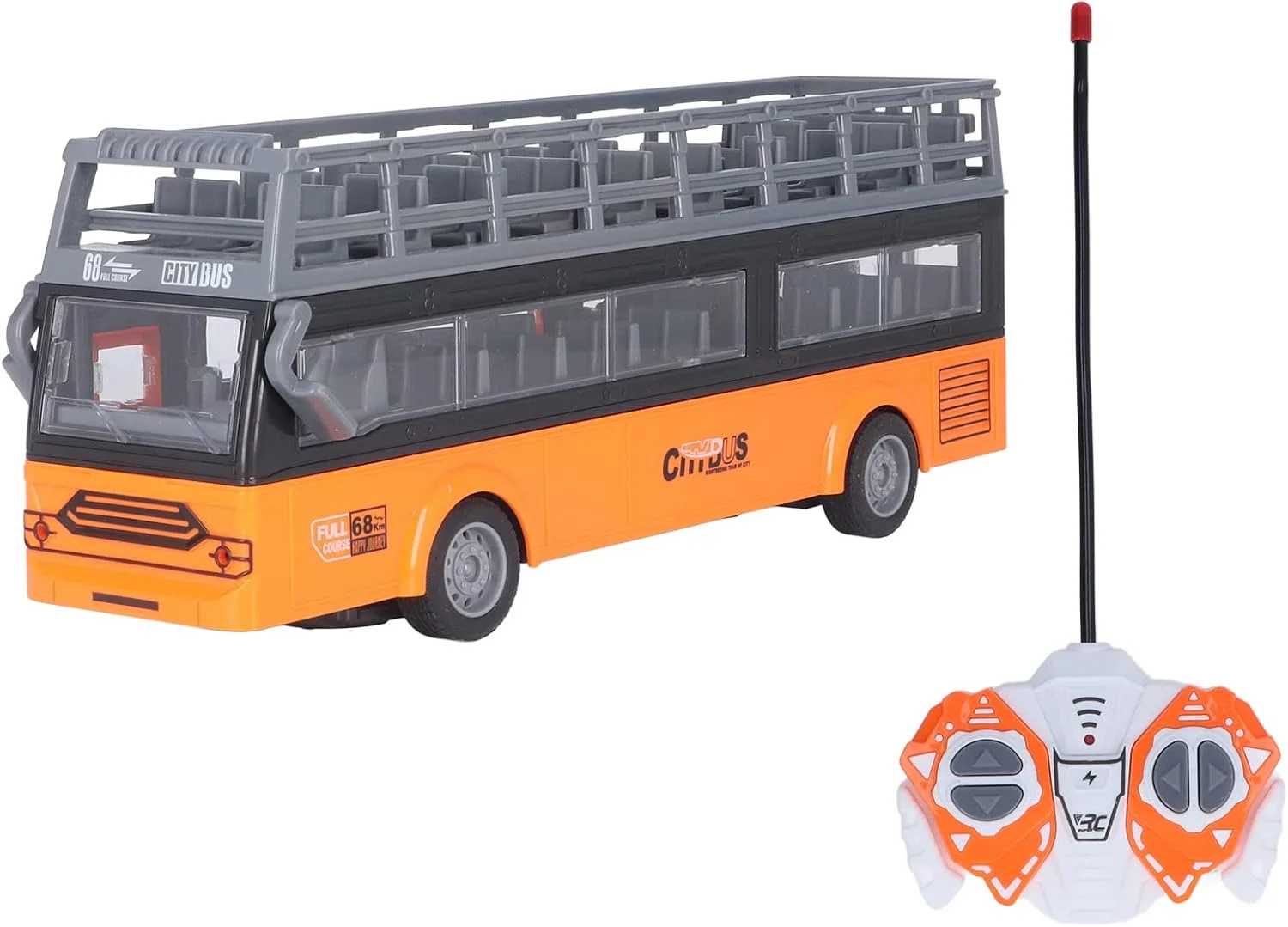 اتوبوس اسباب بازی کنترلی کودکان Bewinner - اتوبوس شهری 4 کاناله با کنترل از راه دور، چراغ ها و درهای بازشو | وسیله نقلیه تفریحی برای کودکان