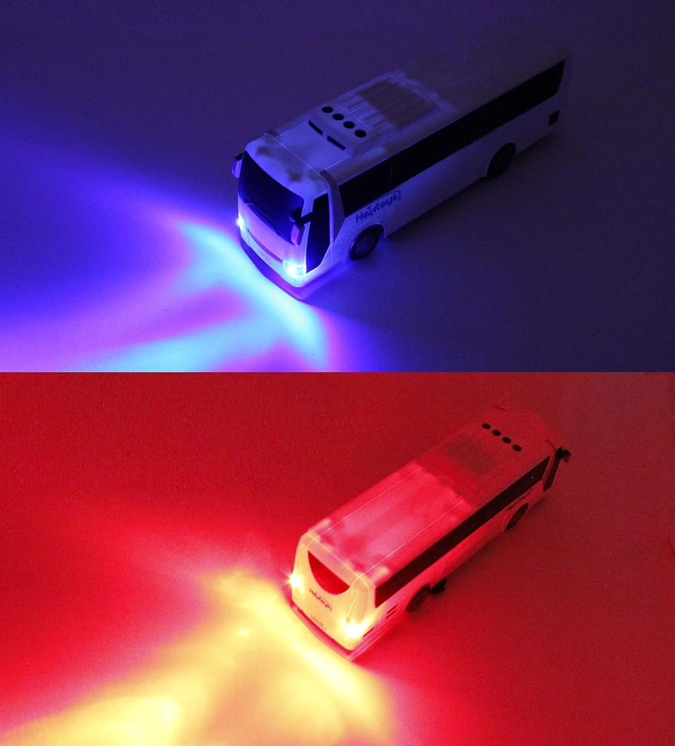 مدل اتوبوس مسافربری کنترلی Haktoys HAK125 | ماشین مسابقه ای 4 کاناله | چراغ های اتوبوس واقعی و لاستیک های لاستیکی | ایمن و بادوام | هدیه ای عالی برای کودکان، پسران و دختران