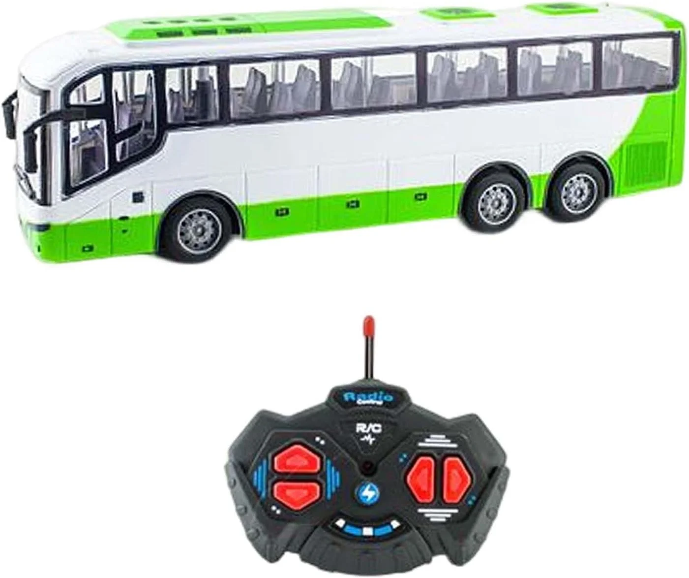 اتوبوس کنترلی رادیویی CALANDIS® مقیاس 1:30 فرکانس 27 مگاهرتز، هدیه تولد برای پسران، رنگ سبز | ماشین، کامیون و موتورسیکلت | مدل های وسایل نقلیه RC و کیت ها | کنترل رادیویی