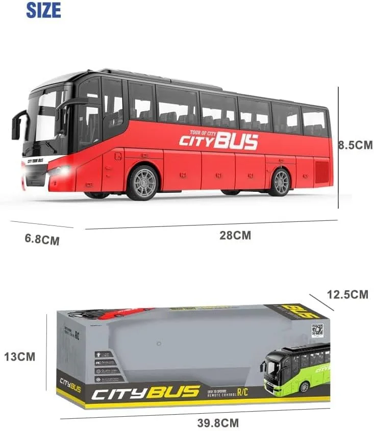 اتوبوس اسباب بازی کنترلی 4 کاناله 2.4 گیگاهرتزی با چراغ های واقعی و لاستیک های لاستیکی، چند رنگ