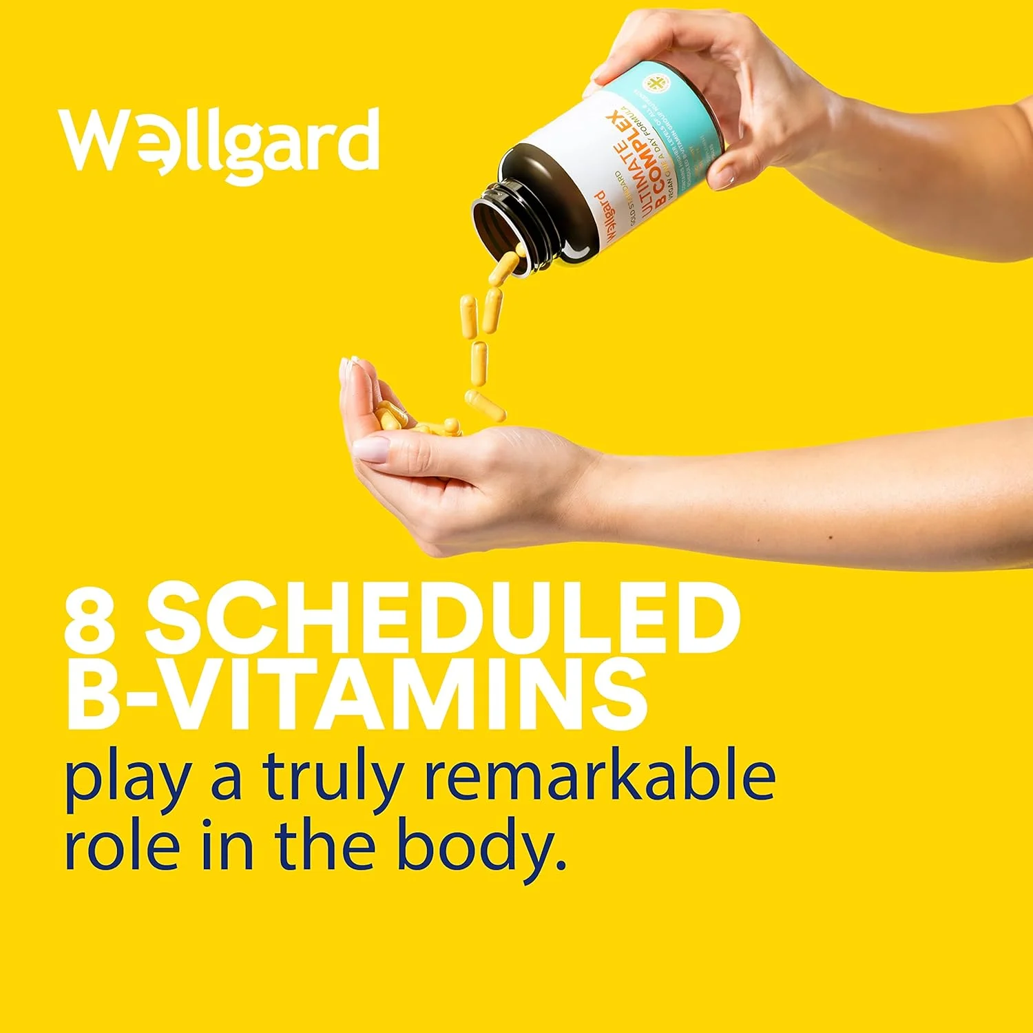 ولگارد کمپلکس ویتامین B وگان جدید با قدرت بالا - حاوی ویتامین B1 (تیامین)، ویتامین B2 (ریبوفلاوین)، نیاسین، ویتامین B6، اسید فولیک، ویتامین B12 و بیوتین، ساخت انگلستان