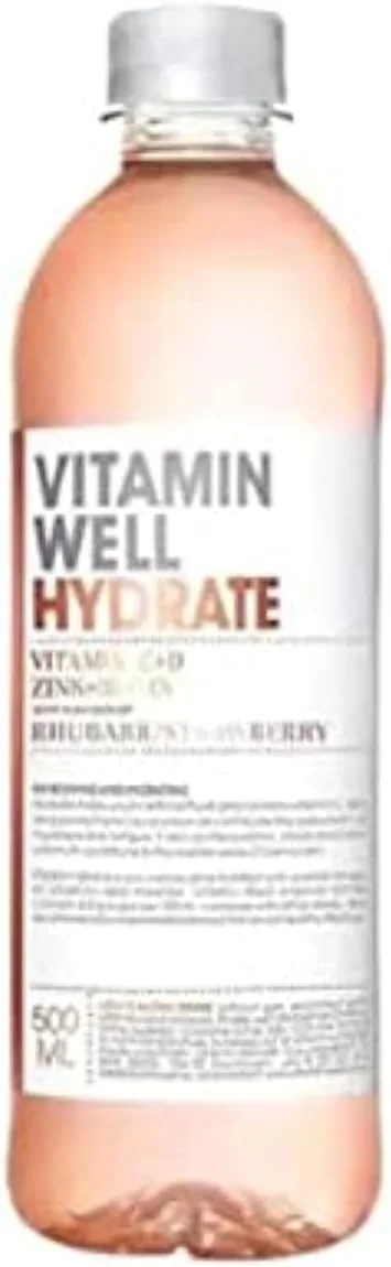 نوشیدنی ویتامین ول هایدرات با طعم ریواس و توت فرنگی، حاوی ویتامین C، D، زینک و بیوتین، 500 میلی لیتر
