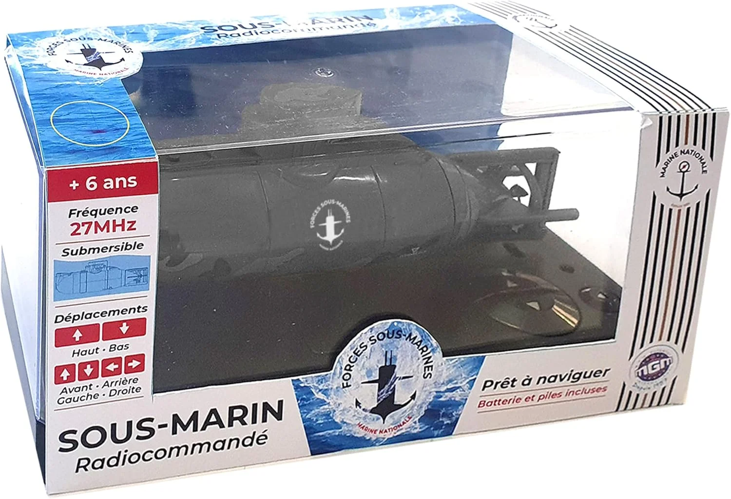 توربو چلنج - زیردریایی - نشنال مارین - 094885 - قایق کنترل از راه دور - مشکی - 1/16 - آماده حرکت - باتری قابل شارژ و باتری ها شامل می شود - پلاستیکی - از 6 سال