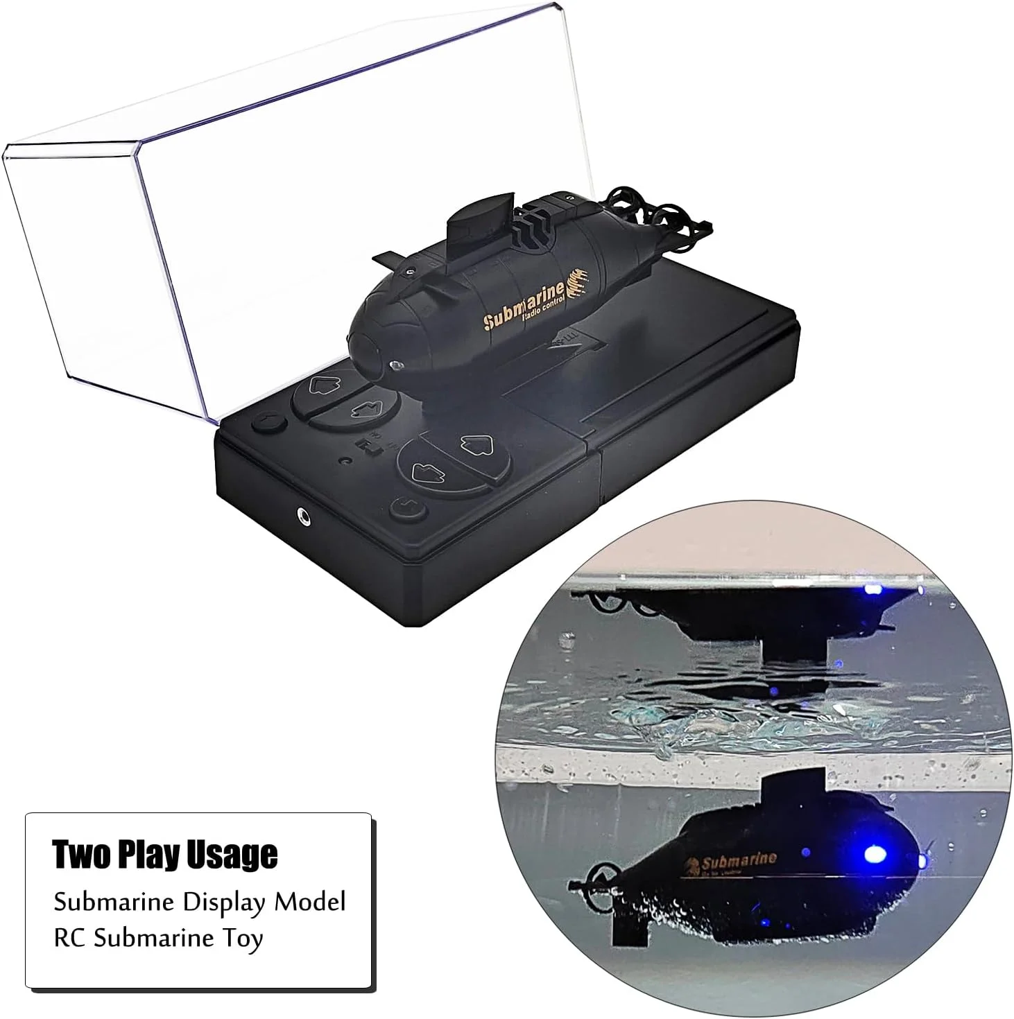 اسباب بازی زیردریایی هسته ای مینیاتوری کنترل از راه دور Tipmant، قایق RC برقی آبی کودکان هدیه تولد (مشکی)