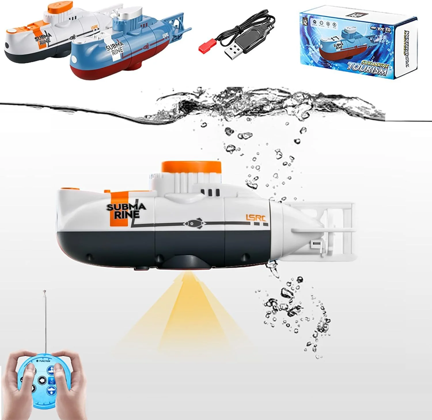 اسباب بازی زیردریایی کنترلی برای آکواریوم، زیردریایی کنترلی، قایق کنترلی برای استخر، کنترل همه جانبه (سفید)