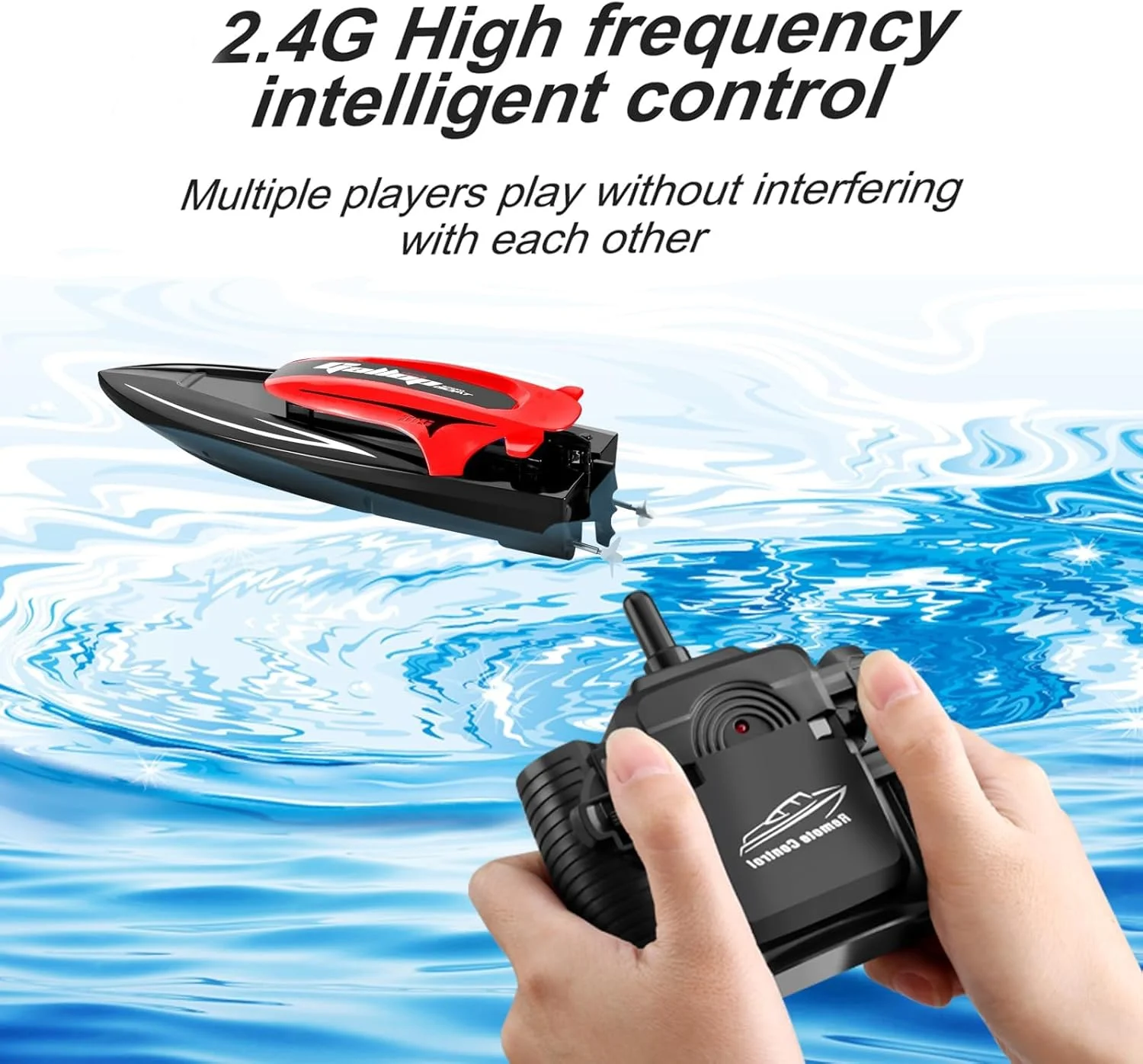 قایق کنترلی برای کودکان، قایق پرسرعت کنترل از راه دور 2.4 گیگاهرتزی با چراغ LED، قایق شارژی برای استخرها و دریاچه ها، شامل 3 باتری