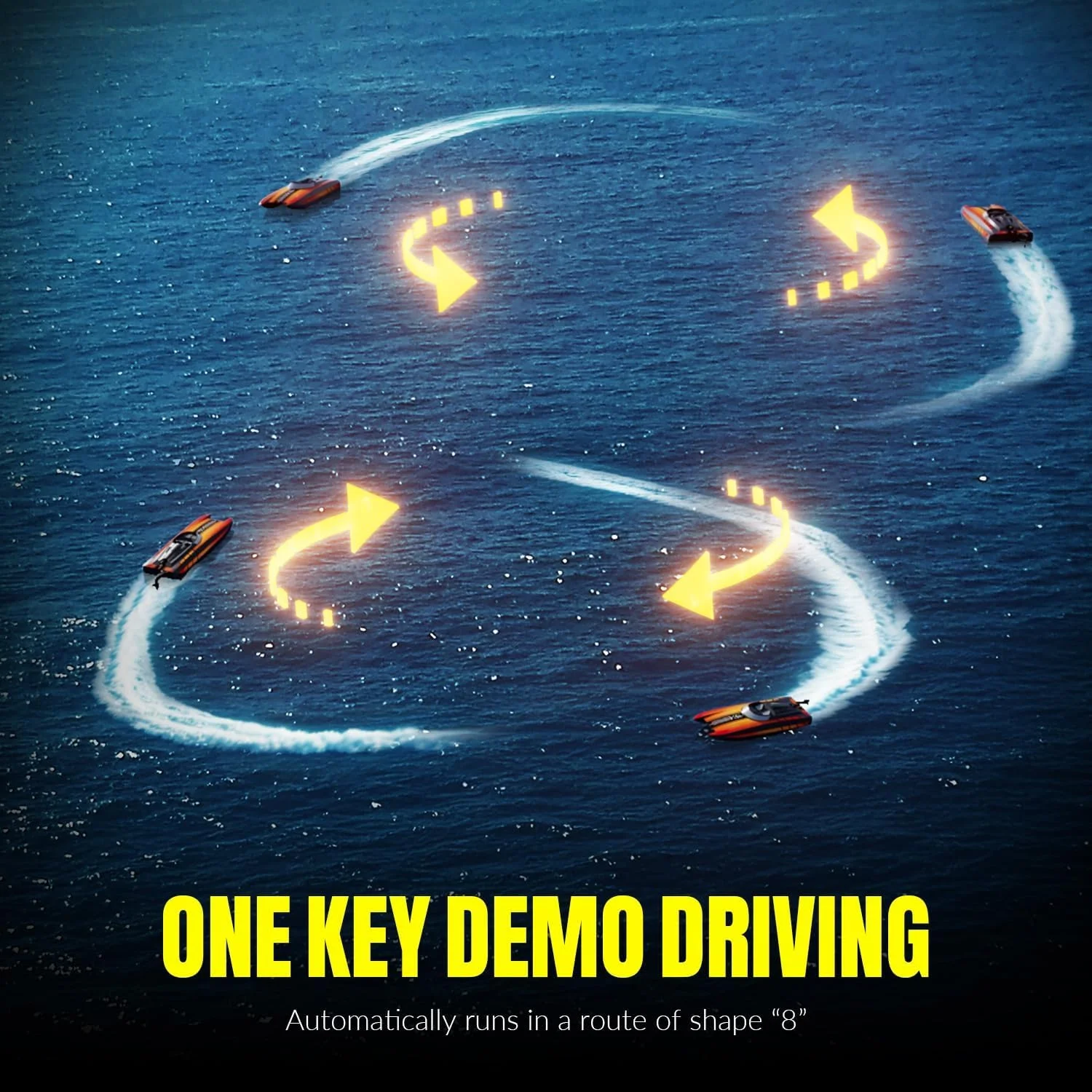 قایق کنترلی VOLANTEXRC برای استخر و دریاچه با سرعت بالای 32+ کیلومتر در ساعت AtomicXS مناسب مبتدیان و بزرگسالان، دارای 2 باتری و عملکرد معکوس (نارنجی)