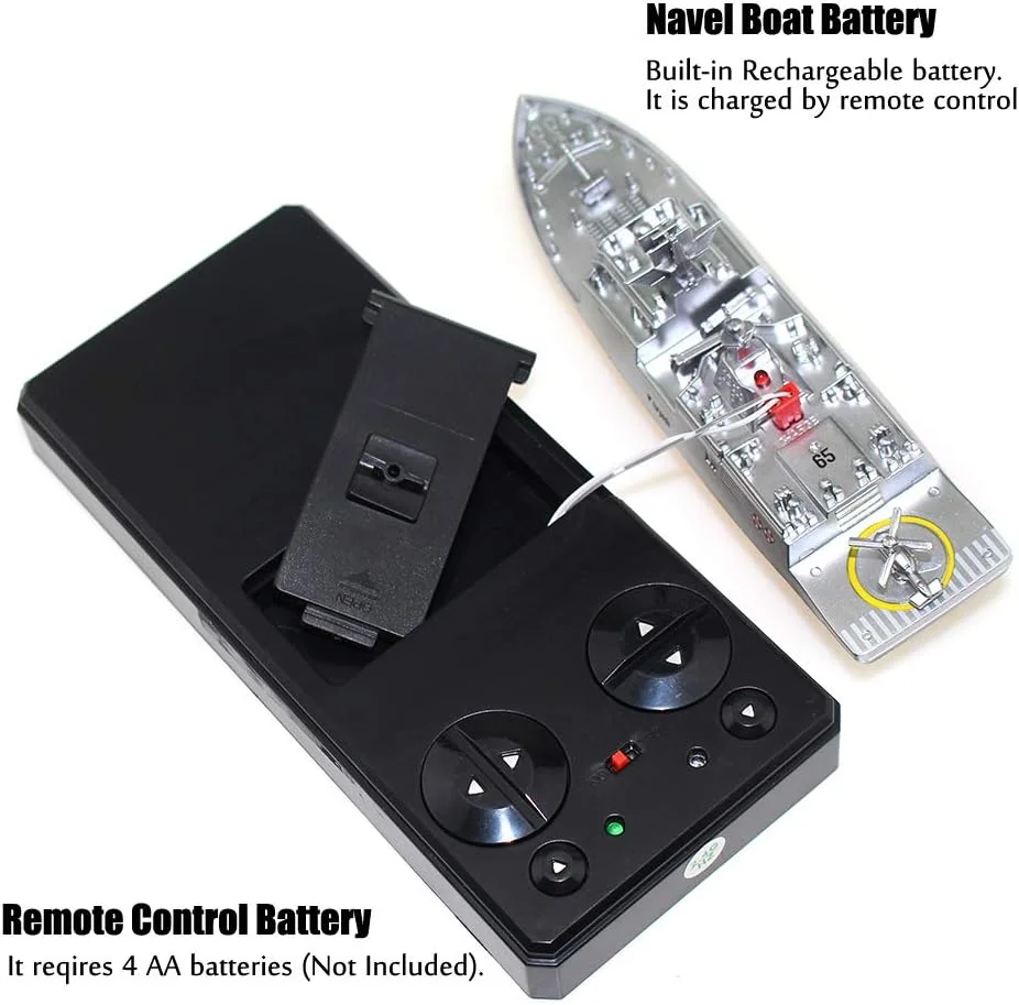مدل کشتی جنگی نیروی دریایی کنترلی Tipmant (نقره ای) - قایق موتوری، قایق تفریحی، اسباب بازی برقی آبی برای کودکان - نقره ای