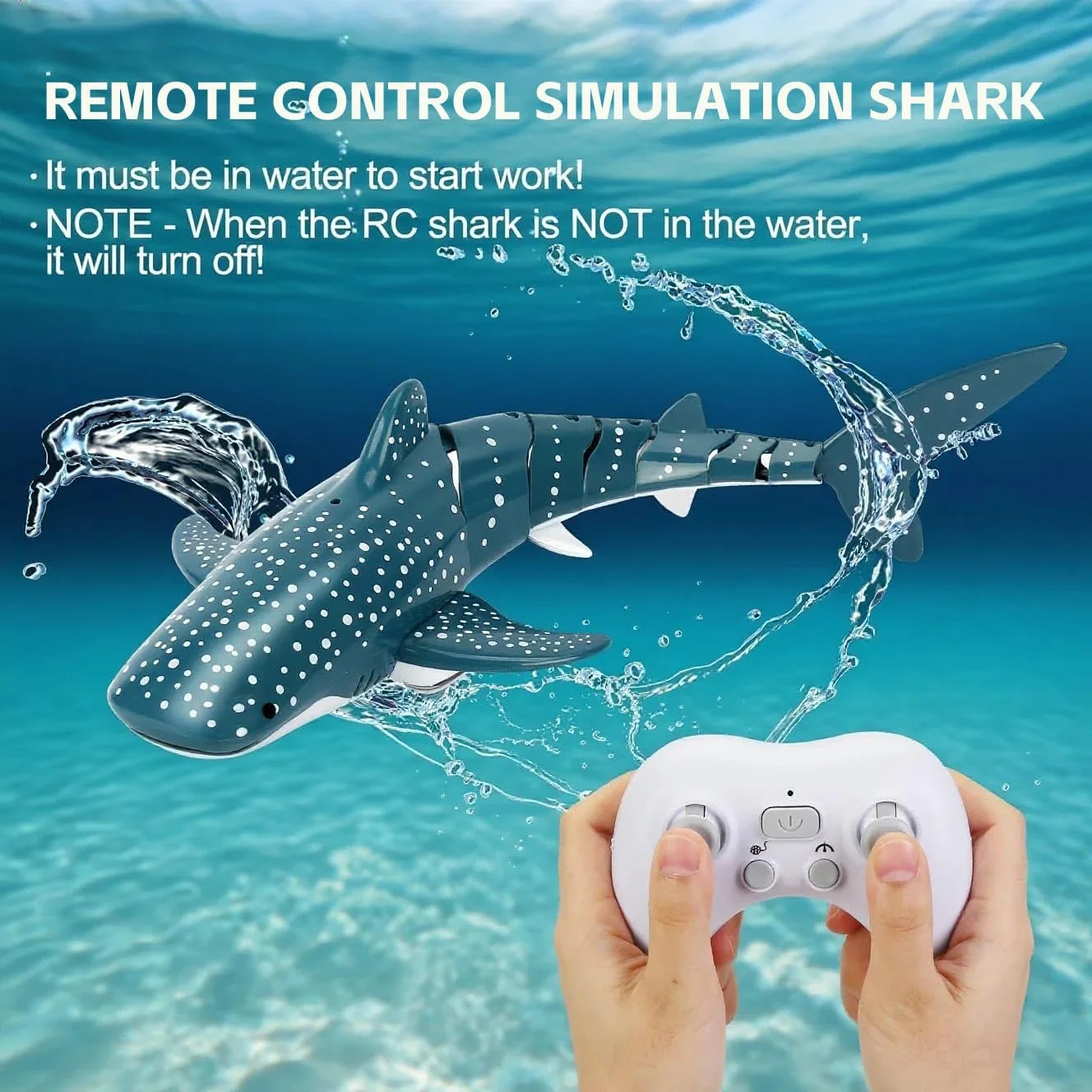 کوسه کنترل از راه دور ViBon، ماهی رباتیک الکتریکی بیومیمتیک شارژی، ماهی متحرک شبیه سازی شده، اسباب بازی بازی آبی تابستانی کودکان، مناسب برای استخرها و حمام ها