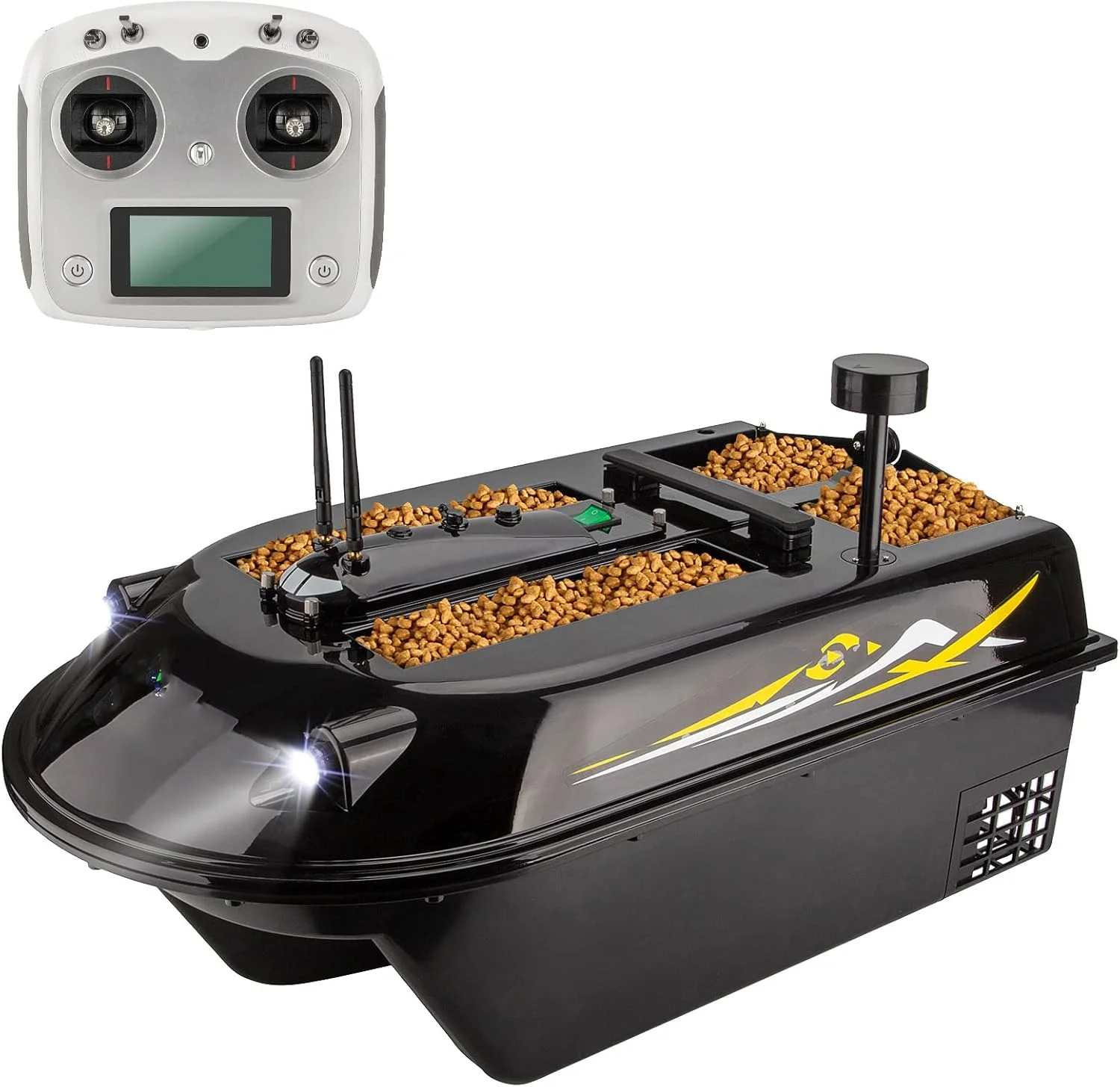 قایق ماهیگیری کنترل از راه دور با جی پی اس، ظرفیت بارگیری 8 کیلوگرم، برد 600 متر، دستگاه هوشمند ماهیگیری 36 وات، قایق ماهیگیری کنترل از راه دور با موتور دوگانه