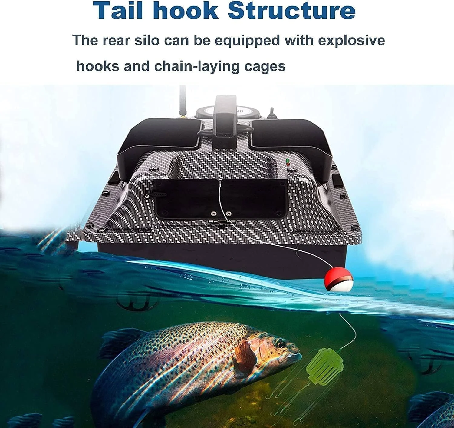 قایق طعمه ماهیگیری کنترل از راه دور GPS، قایق طعمه ماهیگیری با بازگشت خودکار 500 متری، سنسور LCD ماهی یاب، 3 مخزن با ظرفیت بارگیری 2 کیلوگرم، برای دوستداران ماهیگیری باتری با ظرفیت بزرگ 12000 میلی آمپر ساعت