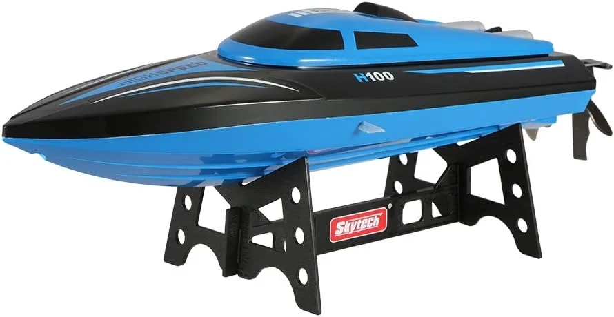 قایق کنترلی برای دریاچه ها، استخرها و ماجراجویی در فضای باز 2.4G 4 کانال قایق RC الکتریکی پر سرعت برای کودک - آبی