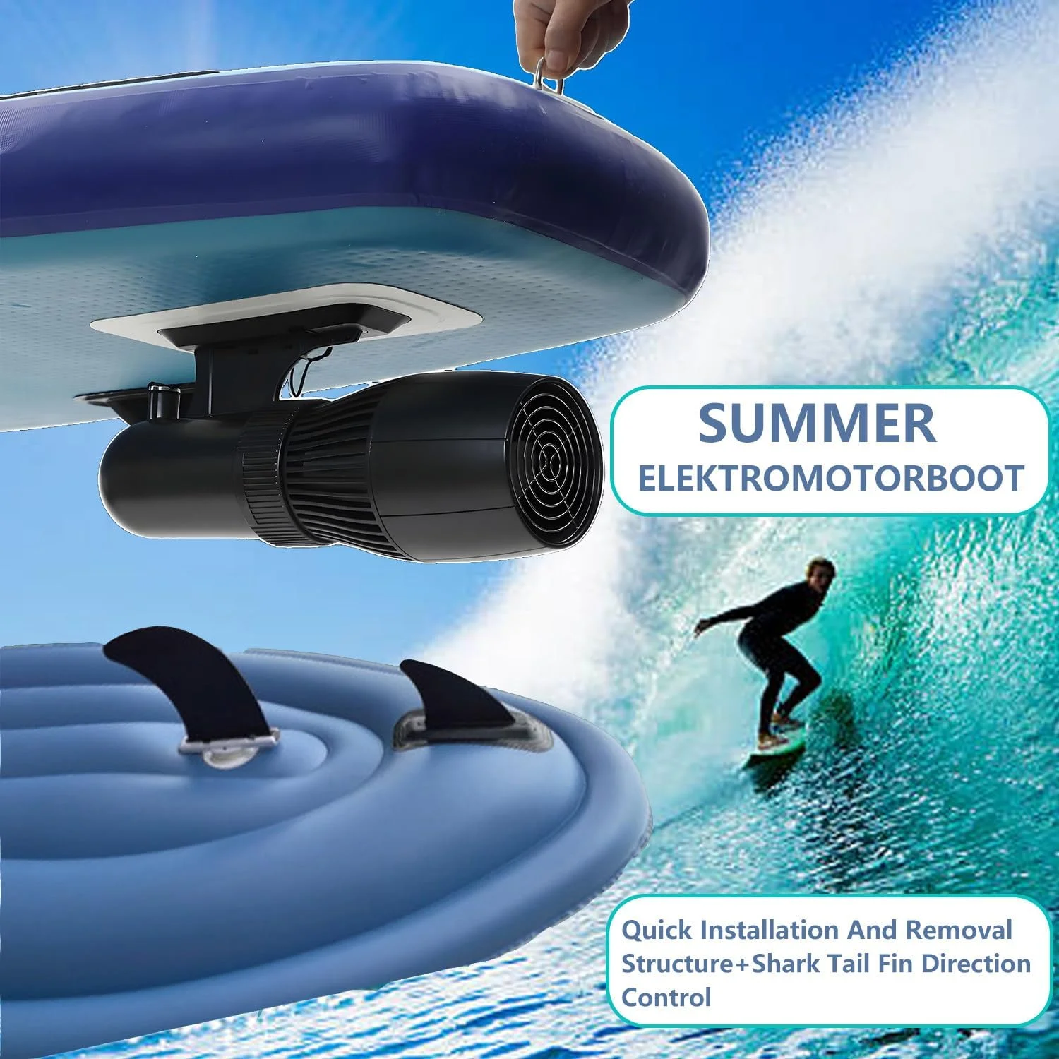 مجموعه جت اسکی قایق موج سواری راش ویو با تراستر زیرآبی 500W/700W، 10000mAh/16000mAh (اختیاری)، قایق برقی با ظرفیت 330 پوند، برای ورزش های آبی در استخر دریا 500W16A