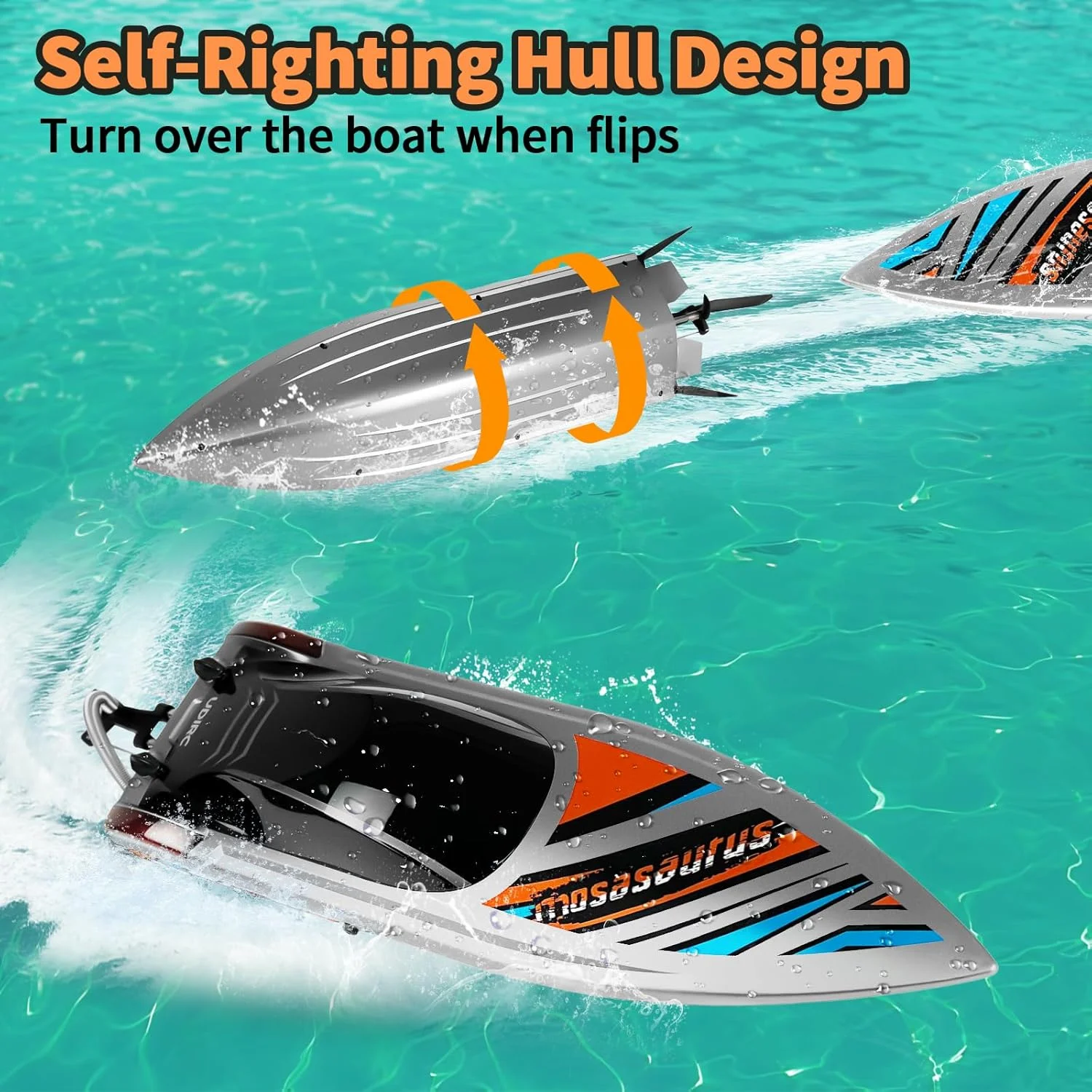 قایق کنترلی بدون برس Ulifance UDI018 مناسب استخرها و دریاچه ها، قایق کنترلی بزرگ، خاکستری