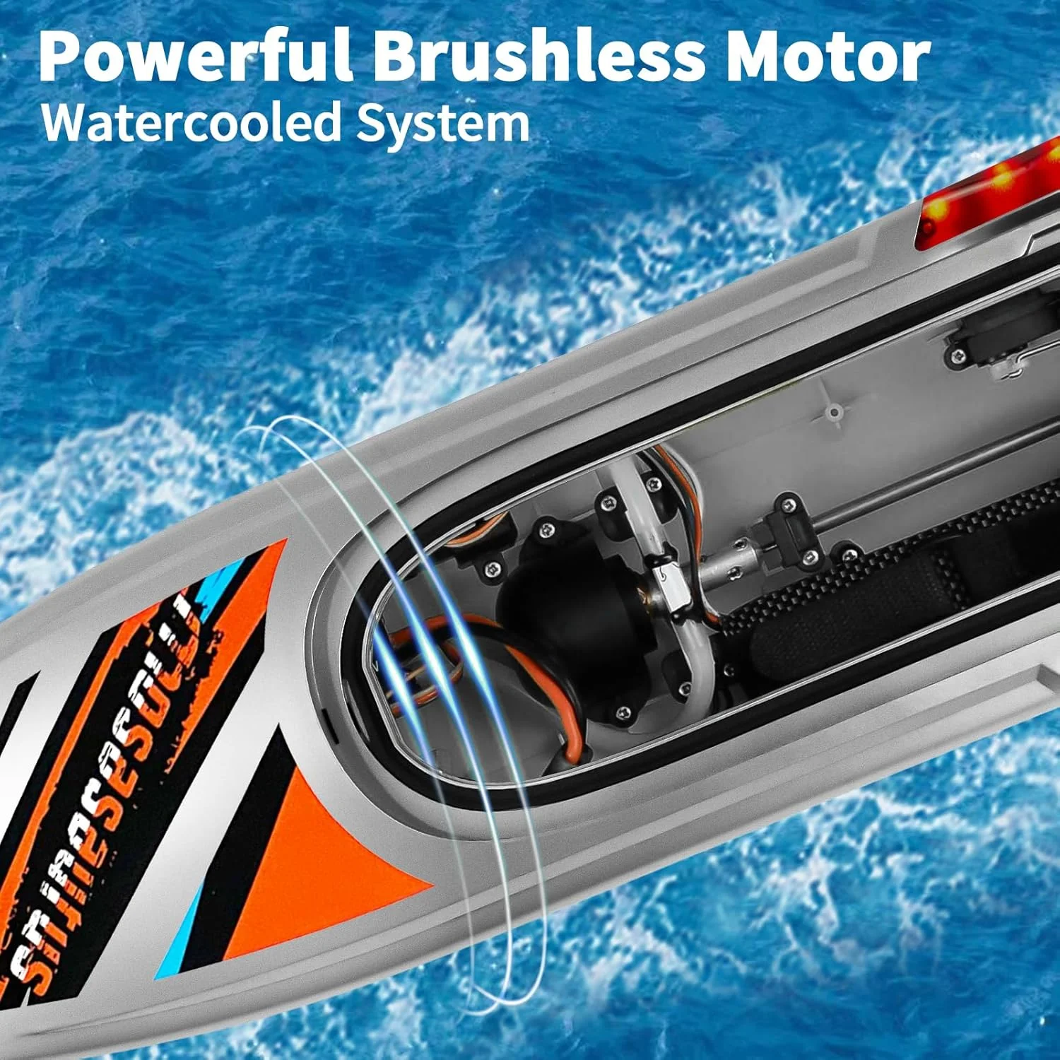 قایق کنترلی بدون برس Ulifance UDI018 مناسب استخرها و دریاچه ها، قایق کنترلی بزرگ، خاکستری