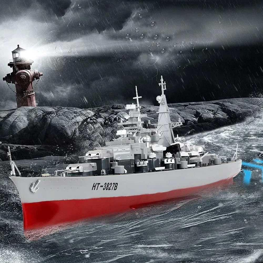 کشتی جنگی بیسمارک از بازی World Of Warships، کشتی الکتریکی آرسی 2.4G، مقیاس 1:360، بزرگ 71 سانتی‌متری با چراغ، مدل کشتی جنگی ناو هواپیمابر کنترل از راه دور برای استخرها و دریاچه‌ها