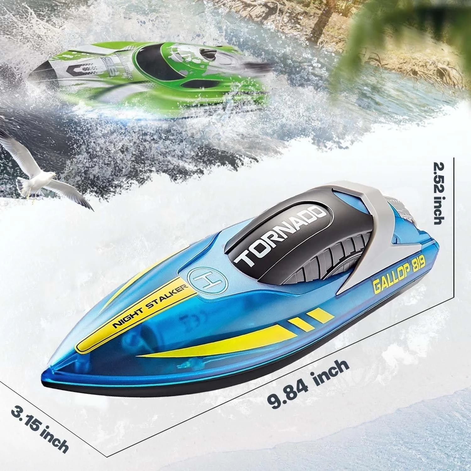 قایق کنترلی نایت استاکر، اسباب بازی استخر با کنترل از راه دور، آبی و زرد