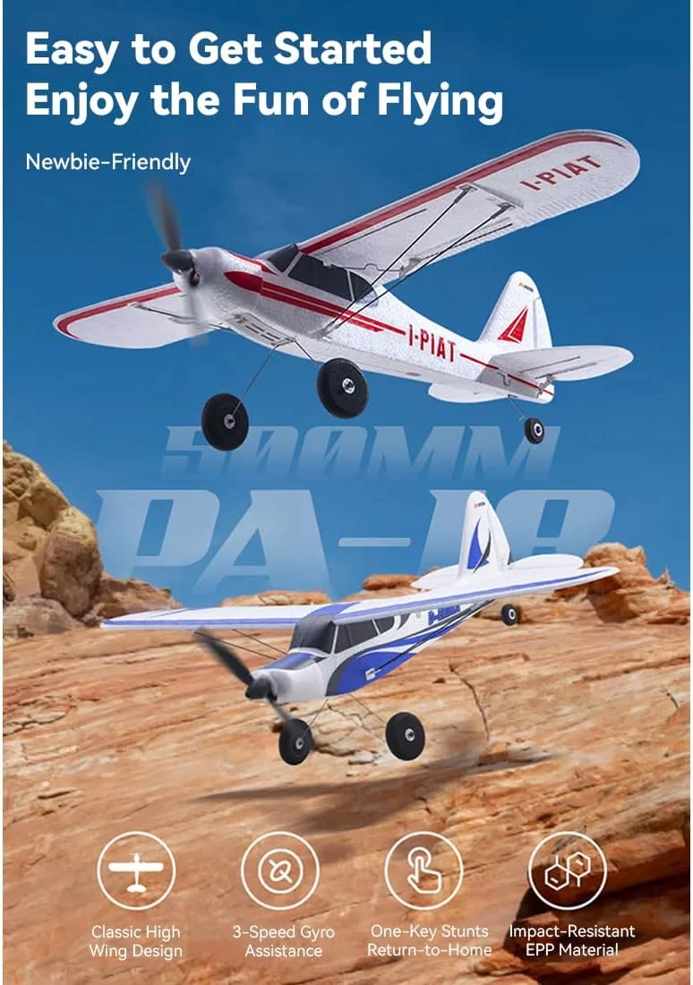 هواپیمای آموزشی آرسی، 2.4G 6CH با طول بال 500 میلی متر، هواپیمای تک بال واقع گرایانه EPP با 3 حالت پرواز و قابلیت بازگشت با یک کلید، هواپیمای سبک وزن و بادوام برای افراد مبتدی (RTF)