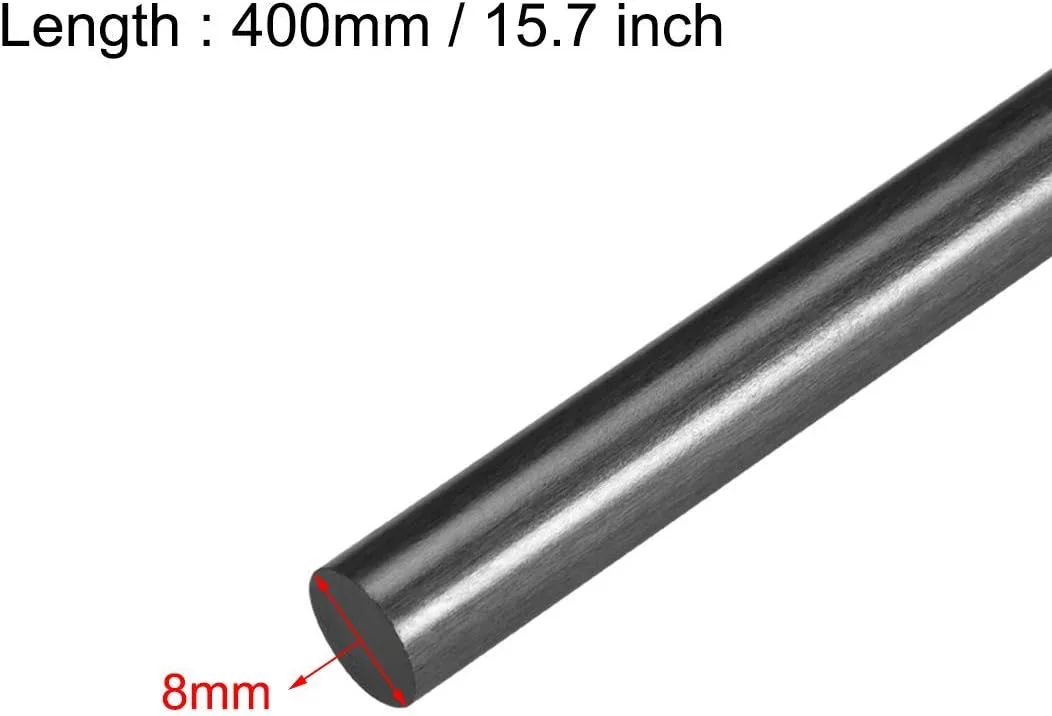 میله فیبر کربنی 8 میلی‌متری XYWHPGV برای هواپیمای RC، میله مات، 400 میلی‌متر (15.7 اینچ)، 1 عدد