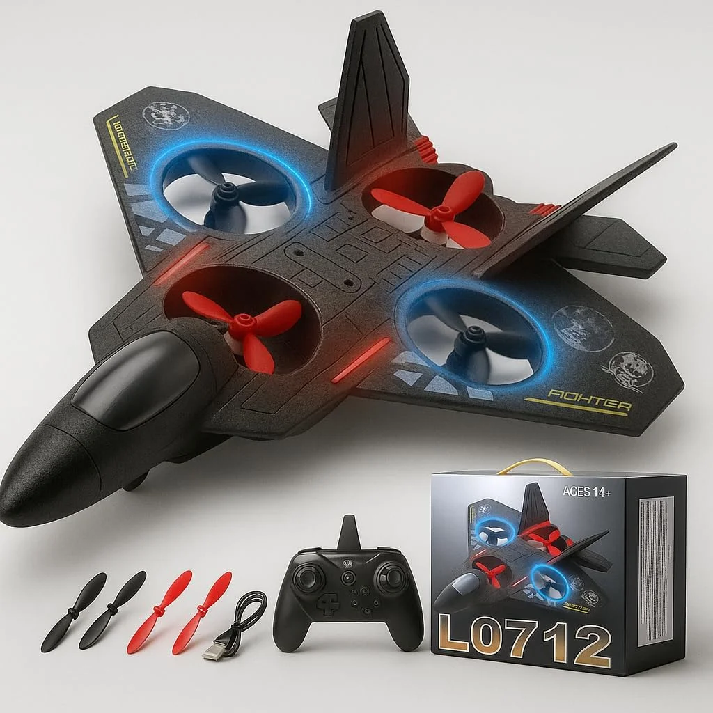 هواپیمای ارتقا یافته L0712 RC، هواپیمای کنترل از راه دور با چراغ های LED، 2.4 گیگاهرتز، مشکی، فوم EPP، برد 80 متری، شناور خودکار، شارژ USB، اسباب بازی پرواز داخلی و خارجی برای مبتدیان هواپیمای ارتقا یافته L0712 RC، هواپیمای کنترل از راه دور با چراغ های LED، 2.4 گیگاهرتز، مشکی، فوم EPP، برد 80 متری، شناور خودکار، شارژ USB، اسباب بازی پرواز داخلی و خارجی برای مبتدیان