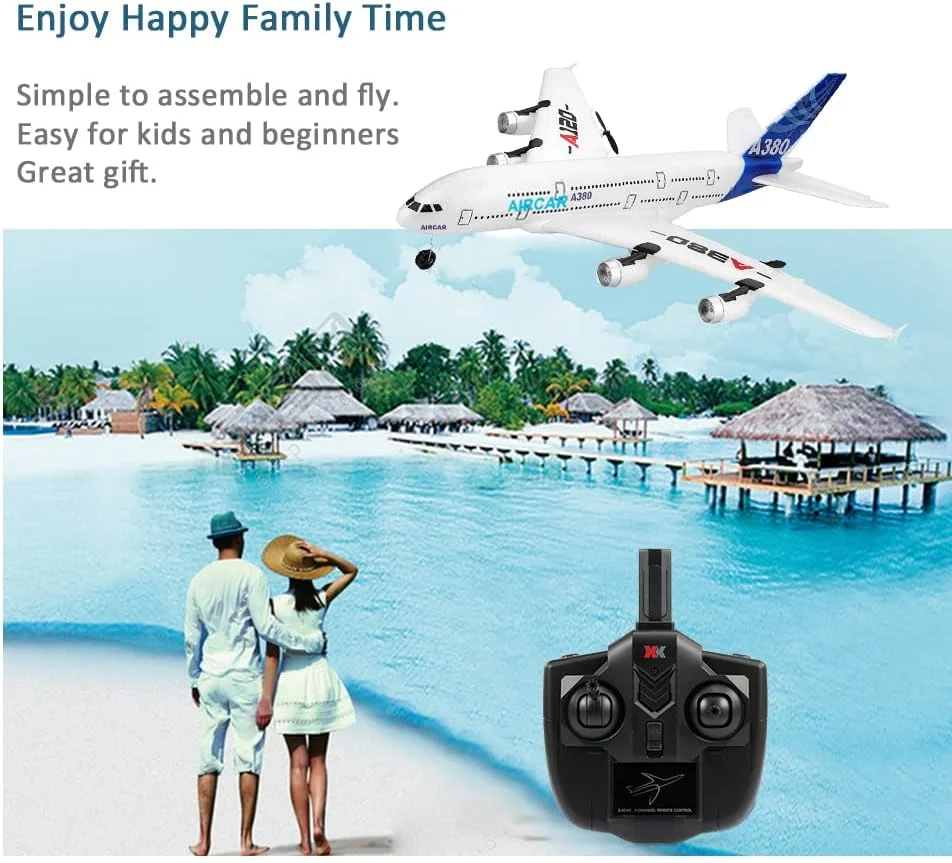 هواپیمای مدل ایرباس A380 XK A120، کنترل از راه دور 3 کاناله EPP 2.4G، مناسب برای بزرگسالان، علاقه مندان به هوانوردی، خلبانان RC، یونیسکس، سفید، مقیاس 1:161.5، ابعاد 51.5 x 24.5 x 13.5 سانتی متر، 1 عدد، بدون باتری AA، هواپیما