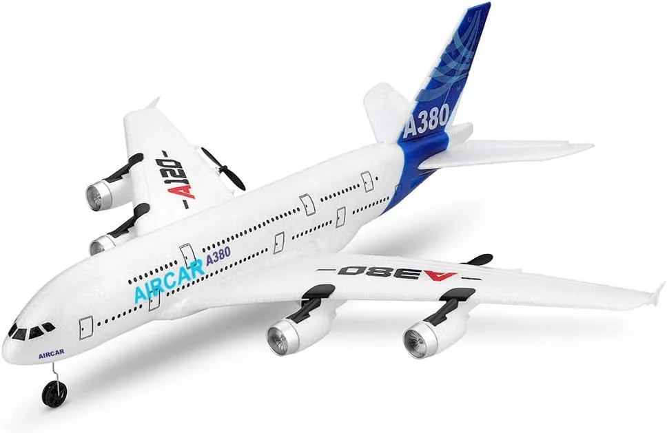 هواپیمای مدل ایرباس A380 XK A120، کنترل از راه دور 3 کاناله EPP 2.4G، مناسب برای بزرگسالان، علاقه مندان به هوانوردی، خلبانان RC، یونیسکس، سفید، مقیاس 1:161.5، ابعاد 51.5 x 24.5 x 13.5 سانتی متر، 1 عدد، بدون باتری AA، هواپیما