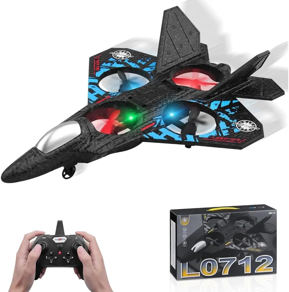هواپیمای RC، هواپیمای کنترل از راه دور 2.4 گیگاهرتز، هواپیمای کنترل از راه دور 4 کاناله L0712، هواپیمای جنگنده، اسباب بازی هواپیما با چراغ های رنگی، برای مبتدیان، کودکان