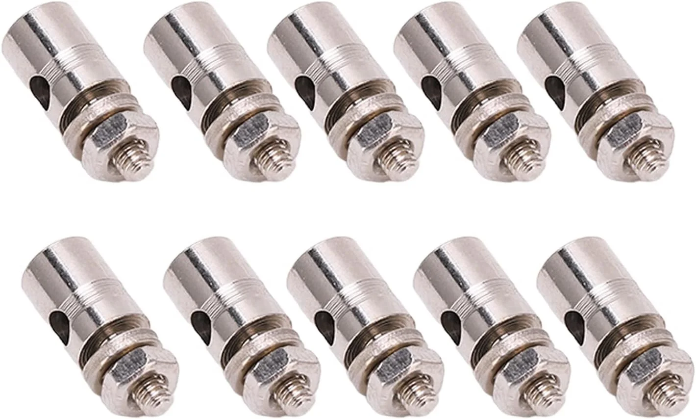 اتصال دهنده میله فشاری هواپیمای مدل سوراندی، لوازم جانبی قابل تنظیم و مقاوم در برابر سایش، 10 عدد میله اتصال نقره ای 2.1 میلی متری