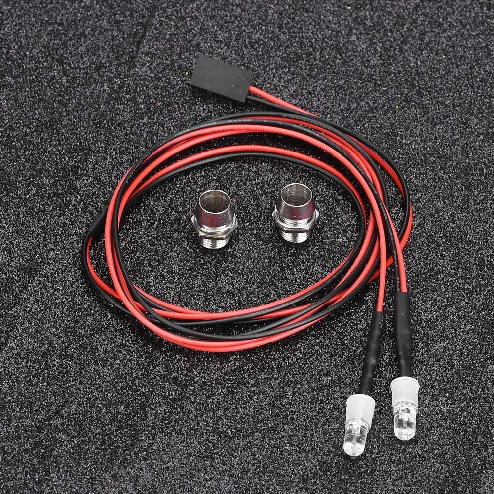 چراغ های LED بادوام ماشین دریفت آرسی سوراندی، نصب آسان و مصرف برق پایین، مناسب برای کلکسیونرهای ماشین آرسی، 2 عدد چراغ جلو 5 میلی متری با کابل بلند (نور رنگی شماره 10)