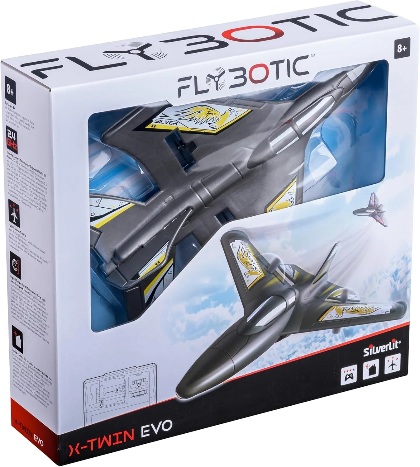 هواپیمای کنترلی SilverLit 85737 Flybotix X-Twin Evo، زرد و مشکی