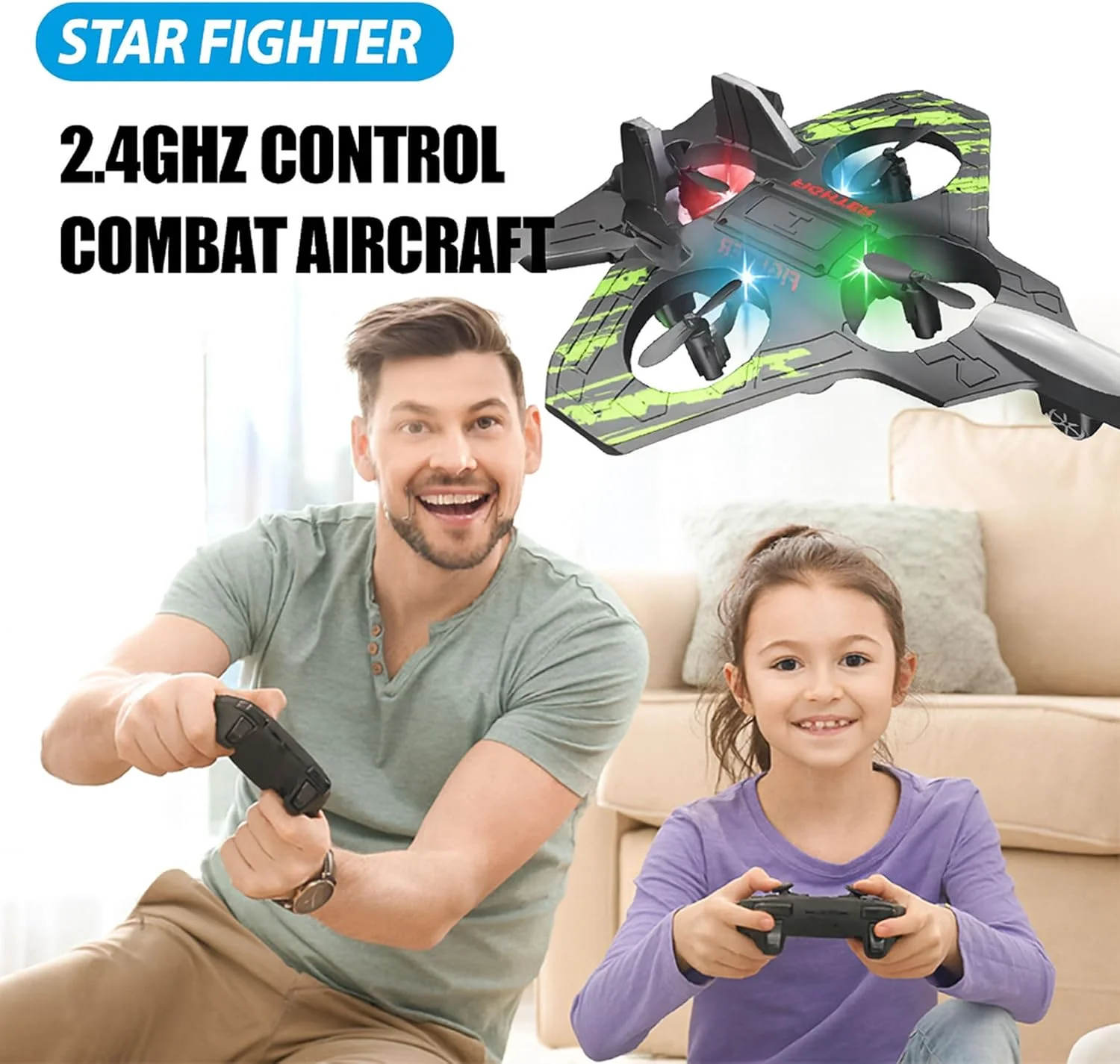 اسباب بازی هواپیمای جت جنگنده مدرن با چراغ های LED - پرواز دو حالته و رانندگی زمینی | هواپیمای RC کنترل از راه دور برای کودکان - قابل شارژ، بادوام، سرگرمی در فضای داخلی و خارجی (1 عدد) لعب الاطفال