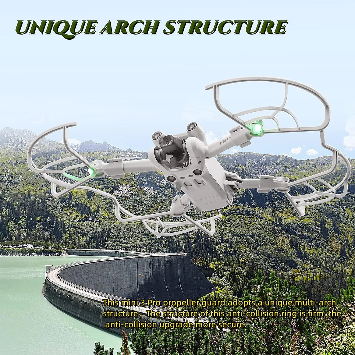 محافظ پروانه 360 درجه SYOSI Mini 3 Pro، محافظ پروانه جداشدنی با رهاسازی سریع برای DJI Mini 3 Pro، حلقه ضد سقوط پروانه Mini 3 Pro، نگهدارنده پروانه برای لوازم جانبی DJI Mini 3 Pro.