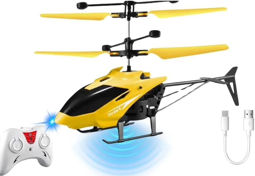 هلیکوپتر پرنده اسباب بازی، هلیکوپتر کنترل از راه دور برای پسران 6 سال به بالا، هلیکوپتر حسگر کف دست با چراغ های ال ای دی (بسته 1 عددی) (آبی) (چند رنگ)