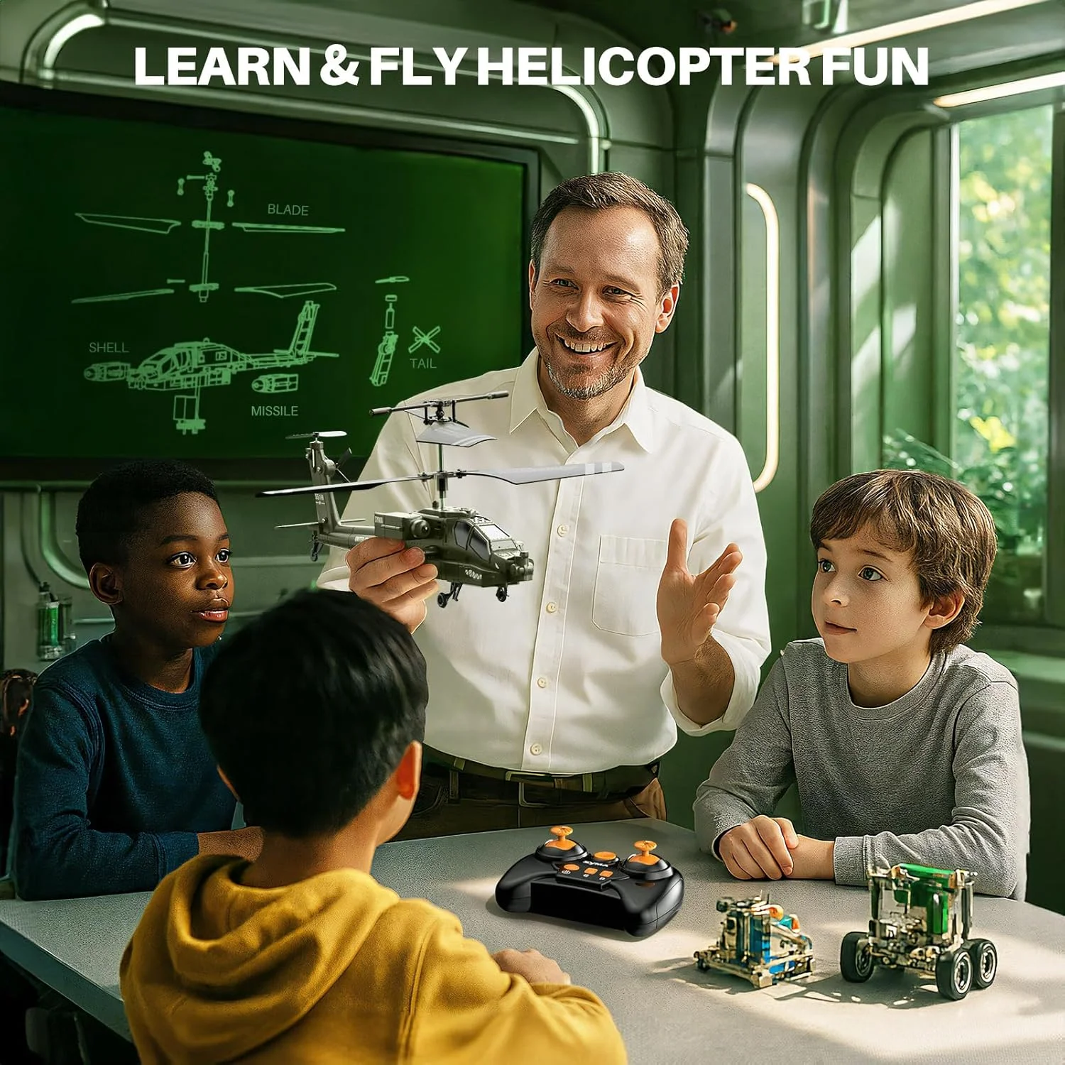 هلیکوپتر کنترلی SYMA مدل S51H، اسباب بازی ارتشی نظامی 2.4 گیگاهرتز برای پسران، دختران و کودکان با قابلیت حفظ ارتفاع، بلند شدن/فرود با یک کلید، چراغ LED و یادآوری کم بودن باتری هلیکوپتر کنترلی SYMA مدل S51H، اسباب بازی ارتشی نظامی 2.4 گیگاهرتز برای پسران، دختران و کودکان با قابلیت حفظ ارتفاع، بلند شدن/فرود با یک کلید، چراغ LED و یادآوری کم بودن باتری