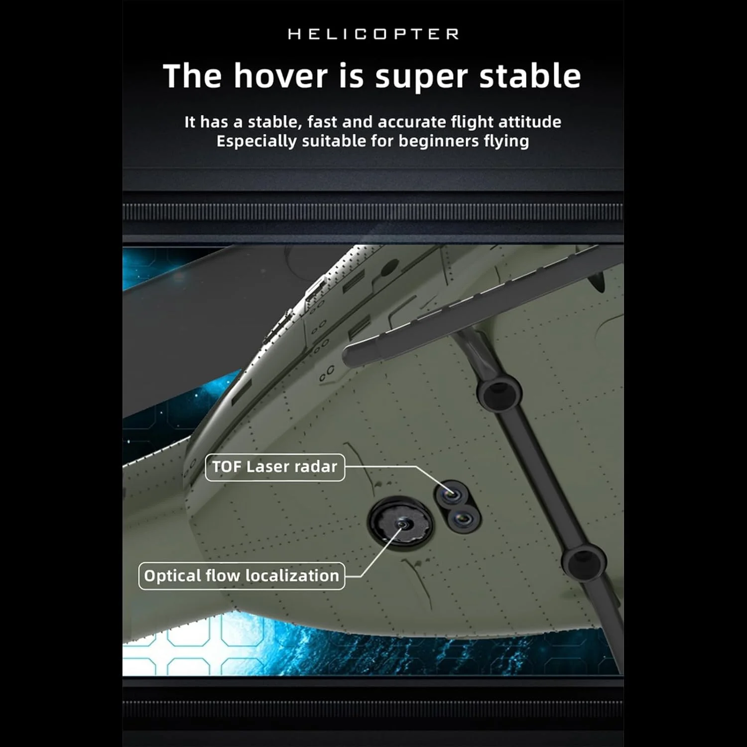 هلی کوپتر کنترلی 315 میلی متری UH-1 برای بزرگسالان حرفه ای 6 کانال C032 RC با موتور براشلس/موقعیت یابی جریان نوری/پرواز وارونه 3D Rolling RTF